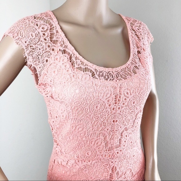You Are Not Alone peach high low lace dress - Picture 4 of 8